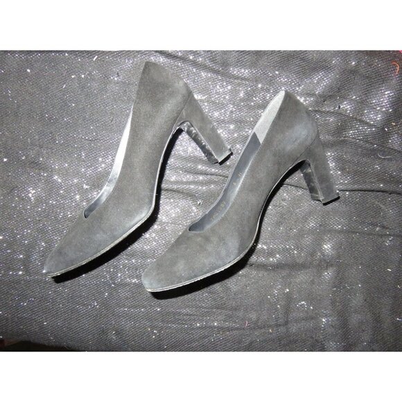 Stuart Weitzman Black Italian Suede Leather Square Toe Block Heel pumps size 6 v - Picture 6 of 10